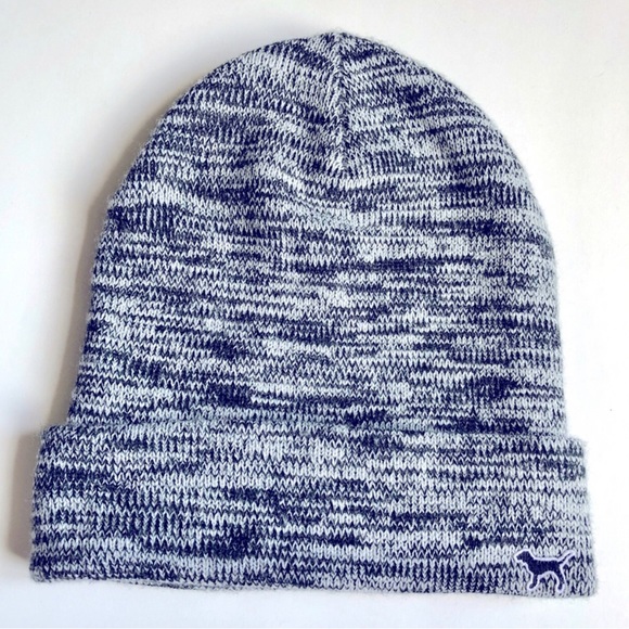 VICTORIA SECRET PINK Beanie Marled BLACK GRAY HEATHER Women’s - Picture 1 of 15